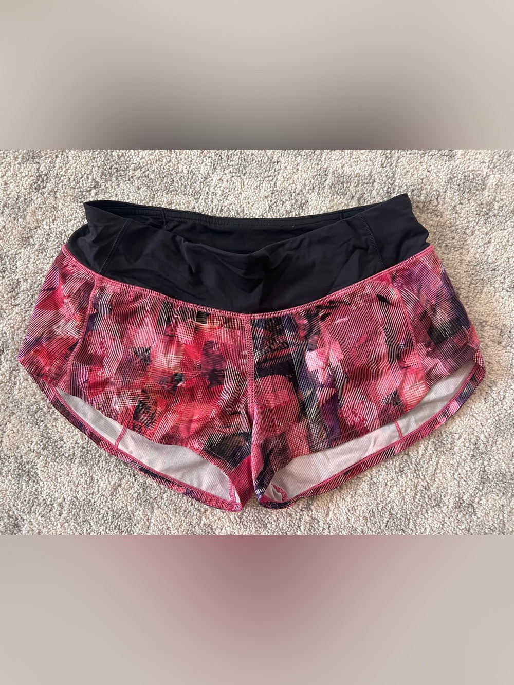 lululemon athletica Pink and Black Patterned Athletic Shorts
